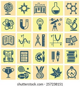 Set of web icons on a theme of schooling. Vector illustration