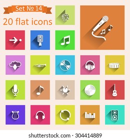Set of web icons on a theme music.