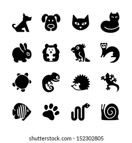 Set web icons  Pet shop  types pets 