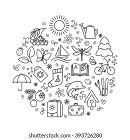 Set of web icons. Season. A vector.