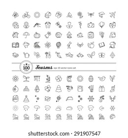 Set of web icons. Season, weather. A vector.