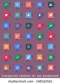 Set of web icons with shadow - modern flat design