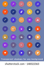 Set of web icons with shadow - modern flat design