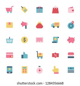 Set of web icons for shopping in simple shapes style. flat design vector graphic style concept illustration.