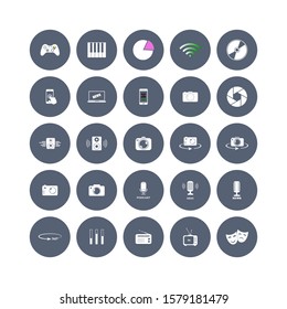 Set of web icons. Social, creation and bussiness icons in a circle on white isolated background.  Layers grouped for easy editing illustration. For your design.