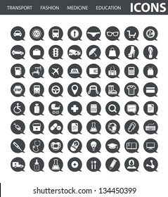 Set of web icons in speech clouds