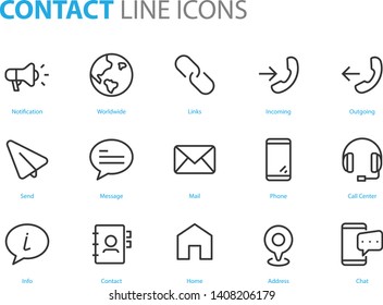 set of web icons, such as address, contact, social media, add friend, e-mail, app