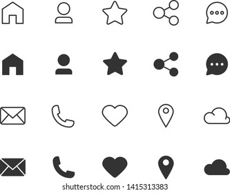 conjunto de iconos web, como dirección, contacto, medios sociales, agregar amigo, correo electrónico, aplicación
