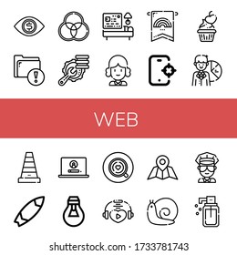 Set of web icons. Such as Money, Folder, Rgb, Optimization, Hotel, Judge, Banner, Tracking, Love, Pie chart, Cone, Surfboard, Laptop, Lightbulb, Coffee, Navigator , web icons
