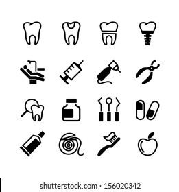 Set of web icons - teeth, dentistry, medicine, health
