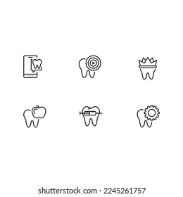 Conjunto de íconos de la web - dientes, odontología, medicina, salud. Conjunto de iconos de la línea de Dentistry.