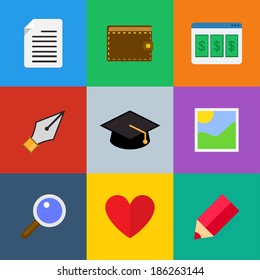 Set of web icons. Vector flat design