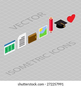 Set of web isometric icons. Vector flat design