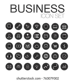 Set of web line icons for business, finance and communication white icons in dark circle