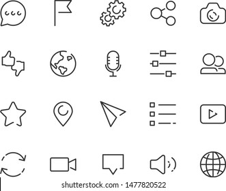 set of web line icons, social media, share, app