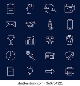 Set of web linear icons for business, finance and communication. Vector illustration.