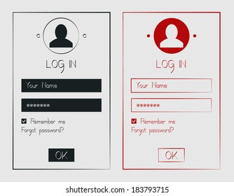 Set of web login form templates