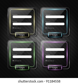 set of web login forms