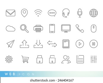 Set of web mail and networking icons on white background for your business.