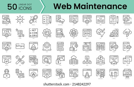 Set of web maintenance icons. Line art style icons bundle. vector illustration