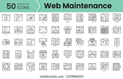 Set of web maintenance icons. Line art style icons bundle. vector illustration