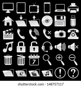 Set of web and media icons
