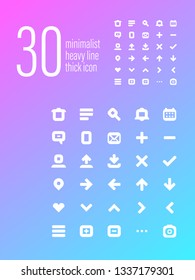 set of Web / Mobile App Design Icons - Minimalist Thick Heavy Line 