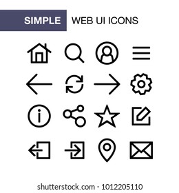 Set of web and mobile application icons for simple flat style ui design.