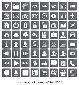 set of web, multimedia and business icons on a white background