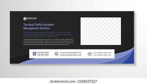 set of web page banner with geometic design elements with headline the best traffic accident management services. A brochure template with a place for photos, text and information. Vector illustration