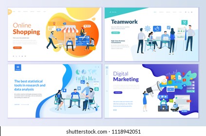 Set of web page design templates for online shopping, digital marketing, teamwork, business strategy and analytics. Modern vector illustration concepts for website and mobile website development.  - Shutterstock ID 1118942051