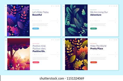 Set of web page design templates for beauty, spa, wellness, natural products, cosmetics, body care, healthy life. Flat design vector illustration concepts for website and mobile website development. 