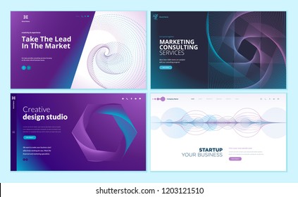 Set of web page design templates with abstract background for business, marketing, design agency. Modern vector illustration concepts for website and mobile website development. 