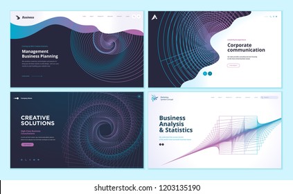 Set of web page design templates with abstract background for business analysis and statistics, management, corporate communication. Modern vector illustration concepts for website development.