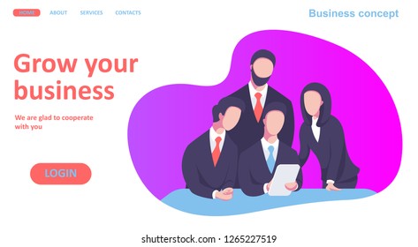Set of web page design templates for business, finance and marketing. Modern vector illustration concepts for website and mobile website development. Option 5. Vector illustration. Eps 10