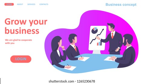 Set of web page design templates for business, finance and marketing. Modern vector illustration concepts for website and mobile website development. Option 4. Vector illustration. Eps 10