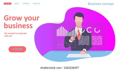 Set of web page design templates for business, finance and marketing. Modern vector illustration concepts for website and mobile website development. Option 6. Vector illustration. Eps 10