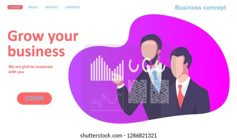Set of web page design templates for business, finance and marketing. Modern vector illustration concepts for website and mobile website development. Option 7. Vector illustration. Eps 10