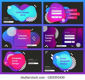 Set of web page design templates for business Prism color of the rainbow in a bright and geometric multi-colored bubbles and fluid shapes, Vector illustration 