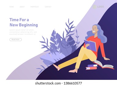 Set of web page design templates with relaxed learning people outdoor for online education, training and courses. Modern vector illustration concepts for website and mobile website development