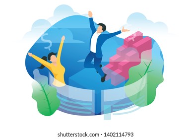 Set of web page design templates for data analysis, management app, consulting, social media marketing. Modern vector illustration concepts for website and mobile website development. - Vector
