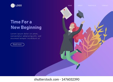 Set of web page design templates with relaxed learning people outdoor and graduate for online education, training and courses. Modern vector illustration concepts for website