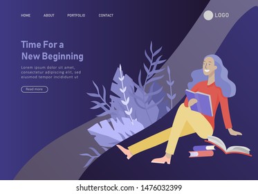 Set of web page design templates with relaxed learning people outdoor and graduate for online education, training and courses. Modern vector illustration concepts for website