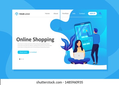 Set of web page design templates for online shopping. Modern vector illustration concepts for website and mobile website development.