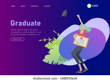 Set of web page design templates with relaxed learning people outdoor and graduate for online education, training and courses. Modern vector illustration concepts for website