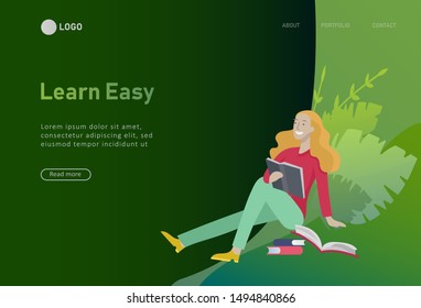 Set of web page design templates with relaxed learning people outdoor and graduate for online education, training and courses. Modern vector illustration concepts for website