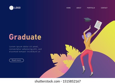 Set of web page design templates with relaxed learning people outdoor and graduate for online education, training and courses. Modern vector illustration concepts for website