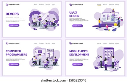 Set of web page design templates for. Can use for web banner, poster, infographics, landing page, web template. Flat vector illustration