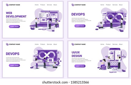 Set of web page design templates for web development. Can use for web banner, poster, infographics, landing page, web template. Flat vector illustration