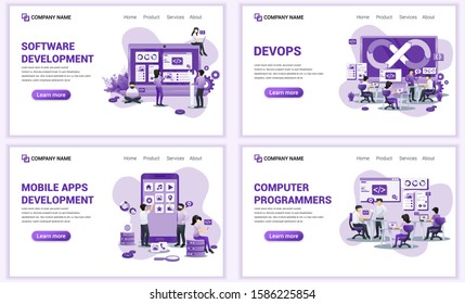 Set of web page design templates for. Can use for web banner, poster, infographics, landing page, web template. Flat vector illustration